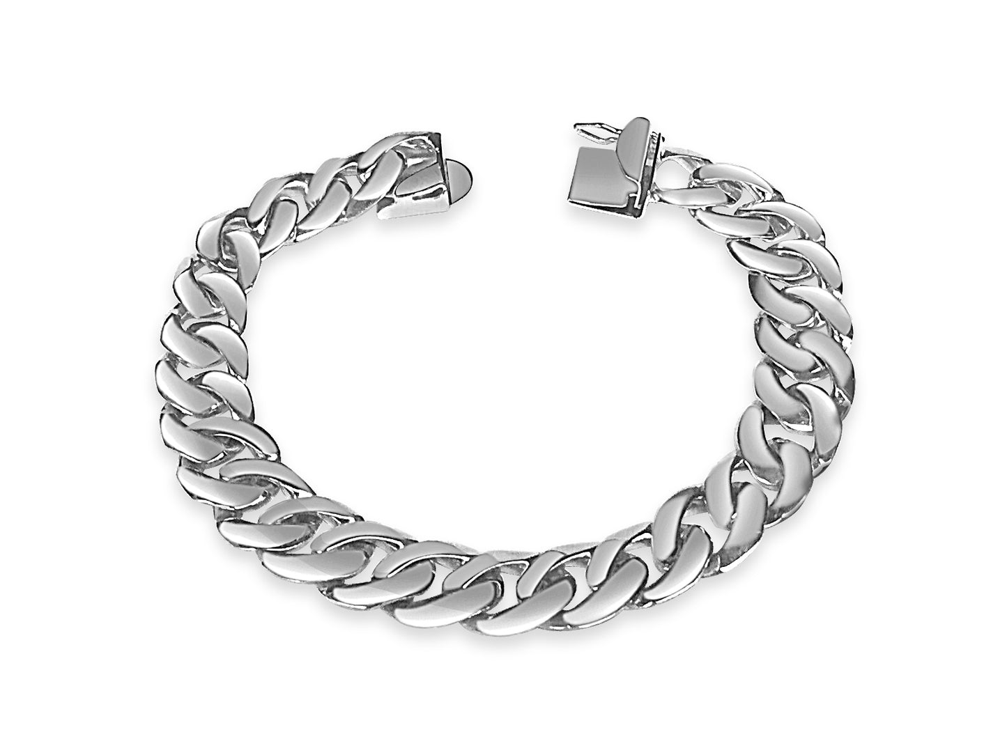 Curb Solid Gold Handmade Bracelet , 10mm, 6.5-10 Inch