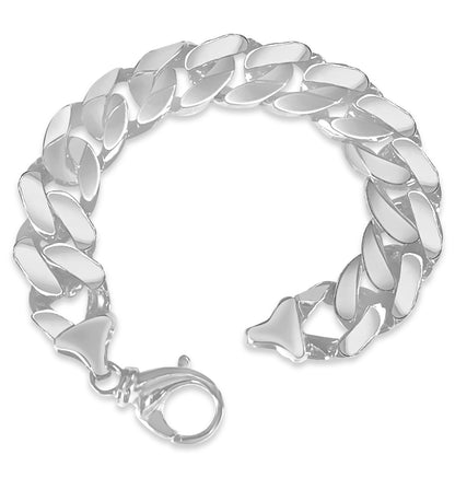 Curb Solid Gold Handmade Bracelet , 16mm, 6.5-10 Inch