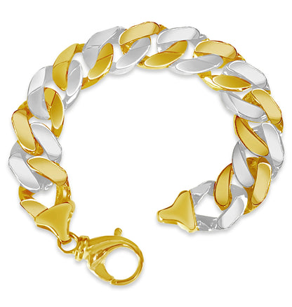 Curb Solid Gold Handmade Bracelet , 16mm, 6.5-10 Inch