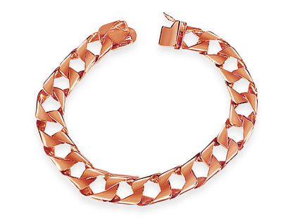 Curb Solid Gold Handmade Bracelet , 11mm, 6.5-10 Inch