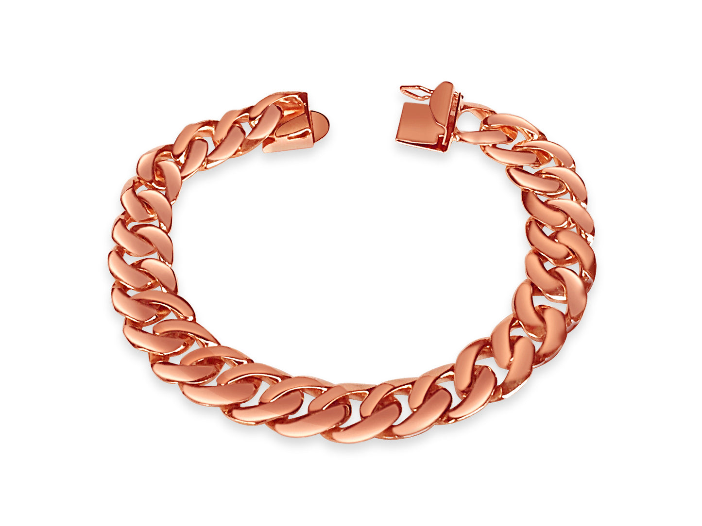 Curb Solid Gold Handmade Bracelet , 10mm, 6.5-10 Inch