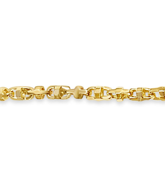 Fancy Rolo Solid Gold Handmade Bracelet , 6mm, 6.5-10 Inch