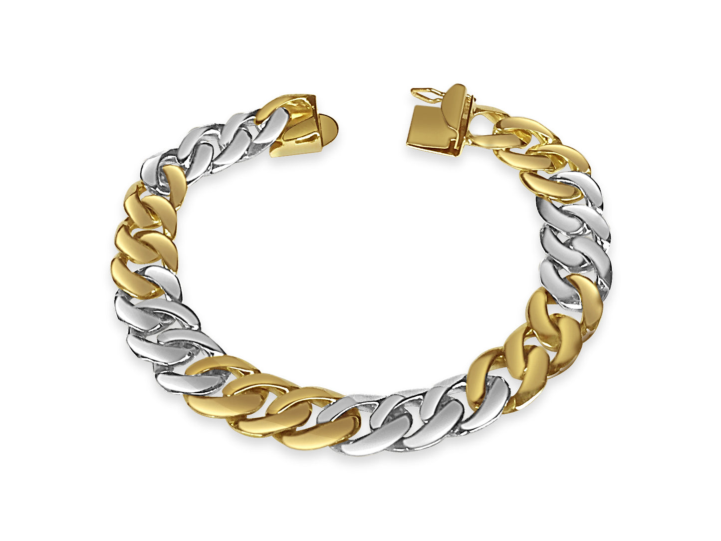 Curb Solid Gold Handmade Bracelet , 10mm, 6.5-10 Inch