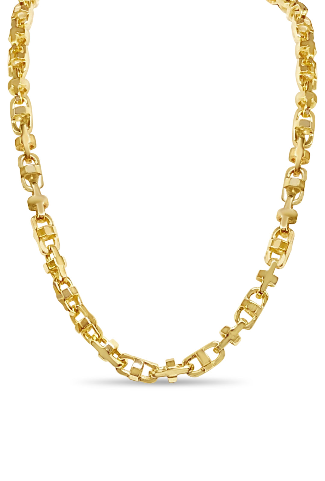 Fancy Rolo Solid Gold Handmade Necklace , 6mm, 16-30 Inch