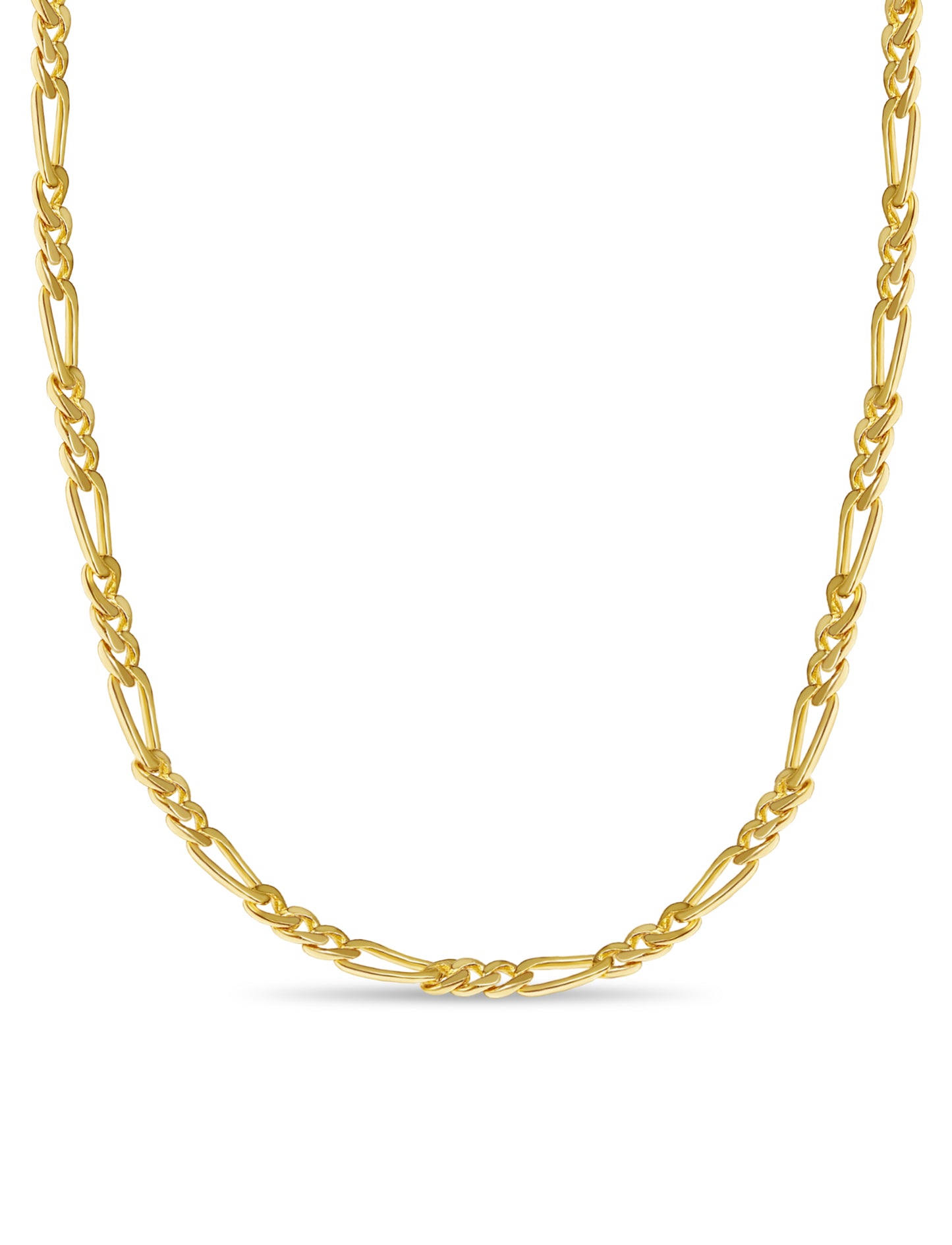 18k Solid Yellow Gold Handmade 7mm Figaro Link Necklace, 30", Approx 99g