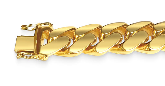 Miami Cuban Solid Gold Handmade Bracelet , 18mm, 6.5-10 Inch