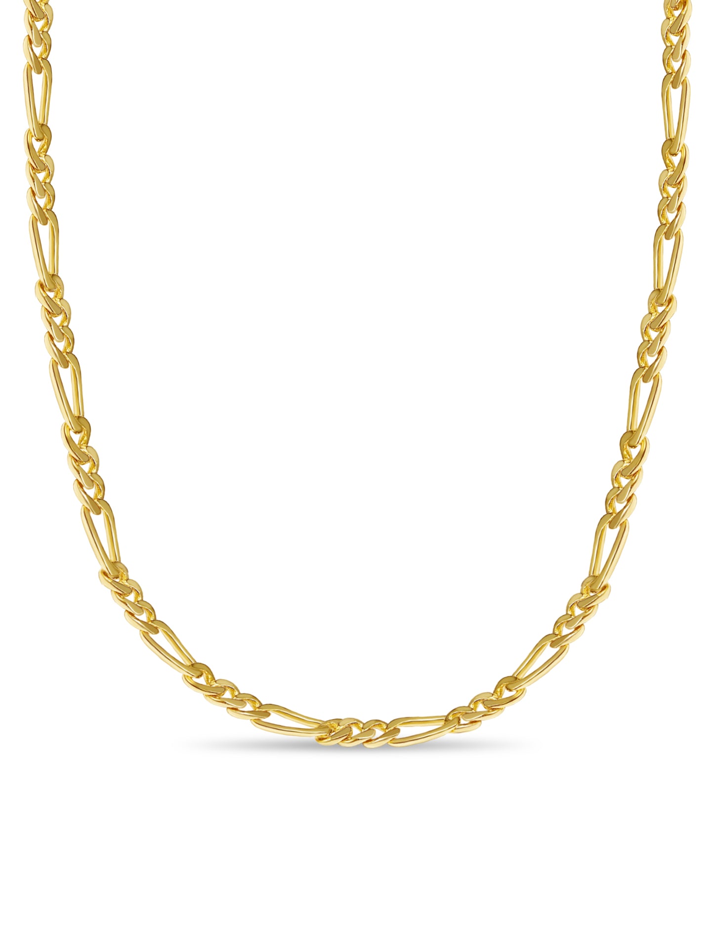 Figaro Solid Gold Handmade Necklace , 7mm, 16-30 Inch