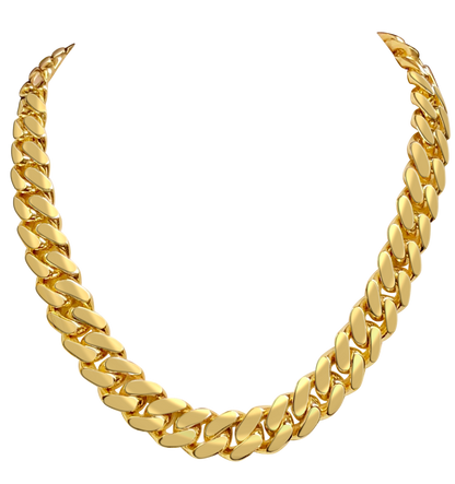 Miami Cuban Solid Gold Handmade Necklace , 16mm, 16-30 Inch