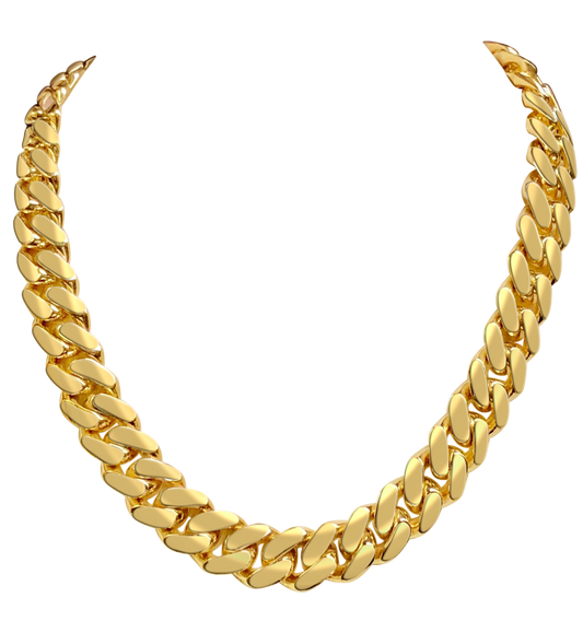 Miami Cuban Solid Gold Handmade Necklace , 16mm, 16-30 Inch