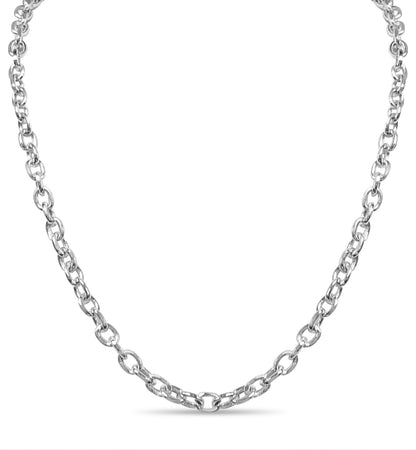 Fancy Rolo Solid Gold Handmade Necklace , 6mm, 16-30 Inch