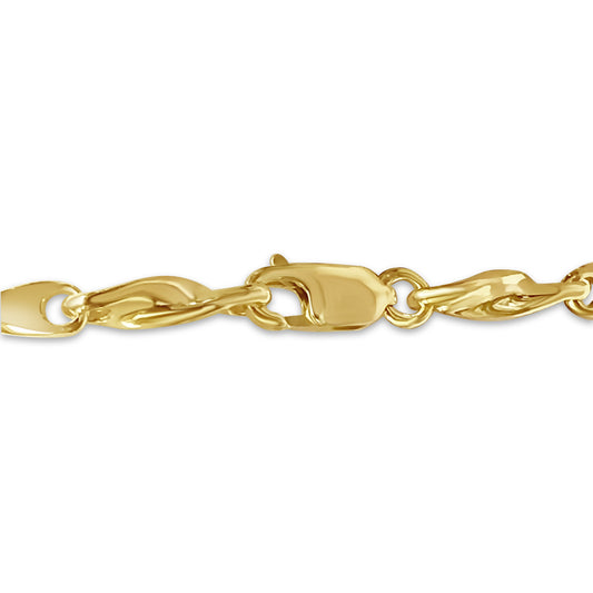 Twist Solid Gold Handmade Bracelet , 5mm, 6.5-10 Inch