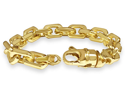 Fancy Rolo Solid Gold Handmade Bracelet , 11mm, 6.5-10 Inch