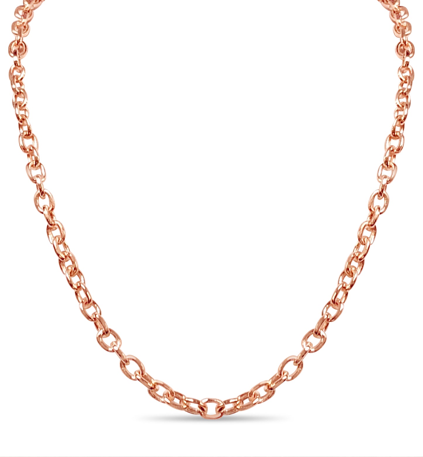 Fancy Rolo Solid Gold Handmade Necklace , 6mm, 16-30 Inch