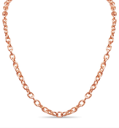 Fancy Rolo Solid Gold Handmade Necklace , 6mm, 16-30 Inch