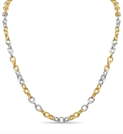 Fancy Rolo Solid Gold Handmade Necklace , 6mm, 16-30 Inch