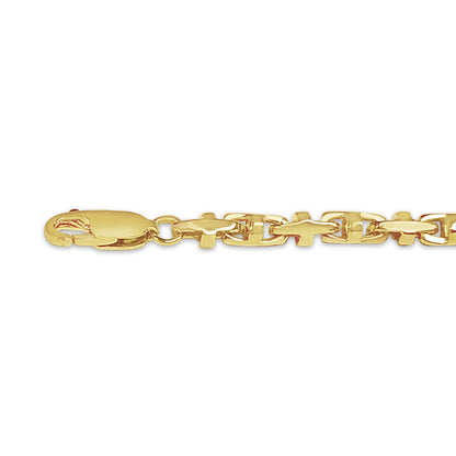 Anchor Mariner Solid Gold Handmade Bracelet , 4mm, 6.5-10 Inch
