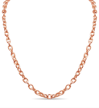 Fancy Rolo Solid Gold Handmade Necklace , 6mm, 16-30 Inch