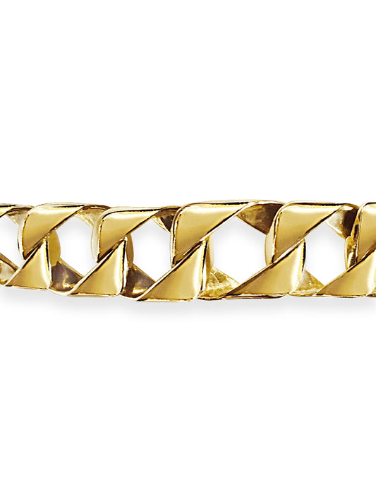 Curb Solid Gold Handmade Bracelet , 11mm, 6.5-10 Inch