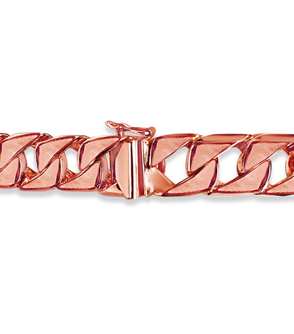 Curb Solid Gold Handmade Bracelet , 14mm, 6.5-10 Inch