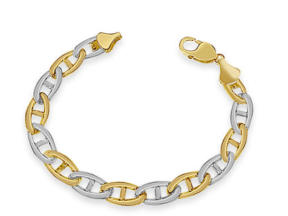 Anchor Mariner Solid Gold Handmade Bracelet , 9mm, 6.5-10 Inch