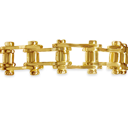 Motorcycle/Bike Chain Solid Gold Handmade Bracelet , 14mm, 6.5-10 Inch