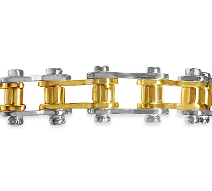 Motorcycle/Bike Chain Solid Gold Handmade Necklace , 14mm, 16-30 Inch