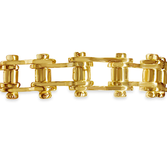 Motorcycle/Bike Chain Solid Gold Handmade Bracelet , 14mm, 6.5-10 Inch