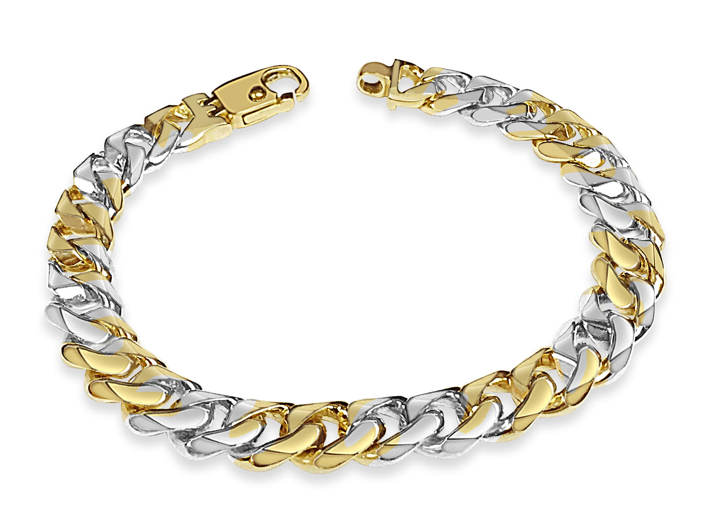 Curb Solid Gold Handmade Bracelet , 11mm, 6.5-10 Inch