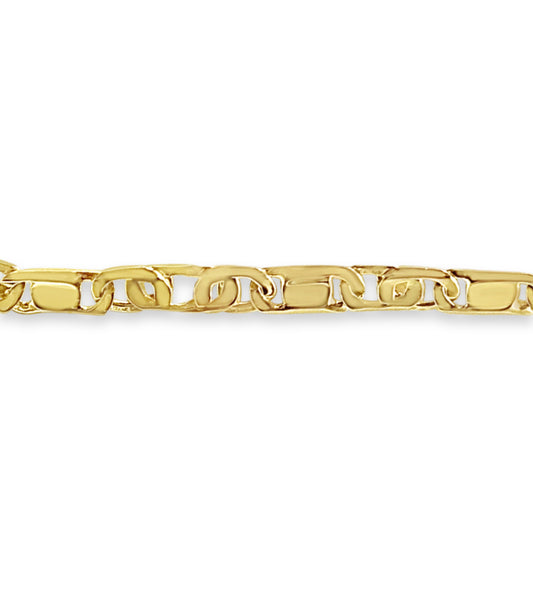 Tiger Eye & Bar Solid Gold Handmade Bracelet , 11mm, 6.5-10 Inch