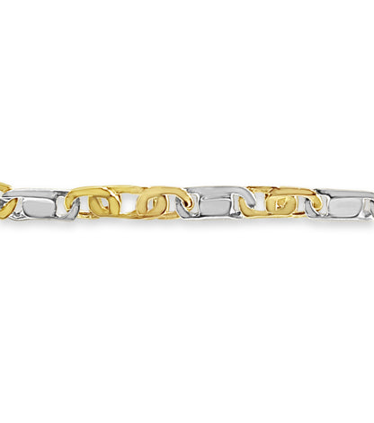 Tiger Eye & Bar Solid Gold Handmade Bracelet , 11mm, 6.5-10 Inch