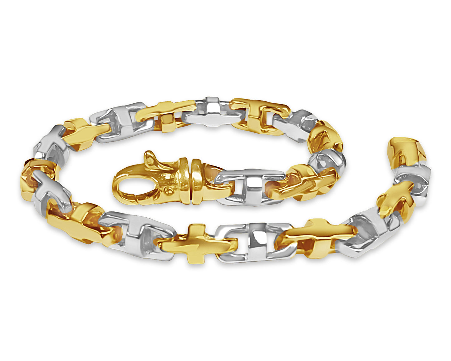 Anchor Mariner Solid Gold Handmade Bracelet , 7mm, 6.5-10 Inch