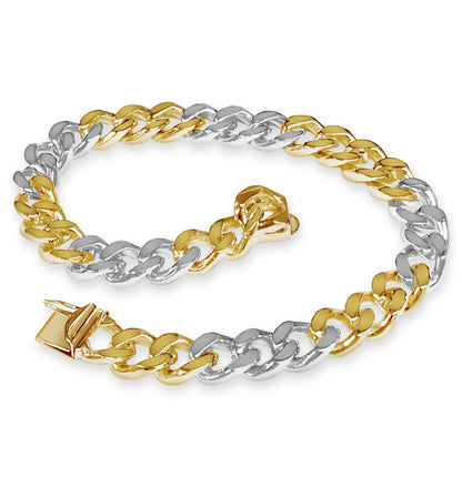 Curb Solid Gold Handmade Bracelet , 8mm, 6.5-10 Inch
