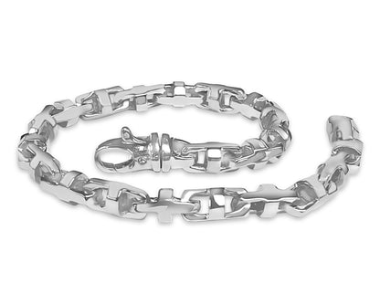 Anchor Mariner Solid Gold Handmade Bracelet , 7mm, 6.5-10 Inch