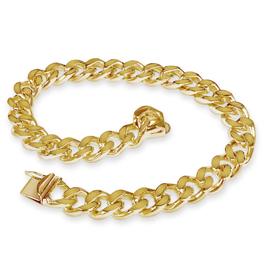 Curb Solid Gold Handmade Bracelet , 8mm, 6.5-10 Inch