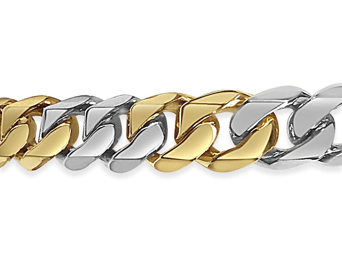Curb Solid Gold Handmade Bracelet , 11mm, 6.5-10 Inch