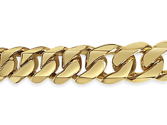 Curb Solid Gold Handmade Bracelet , 11mm, 6.5-10 Inch