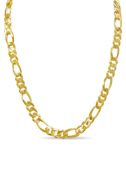 Figaro Solid Gold Handmade Necklace , 12mm, 16-30 Inch