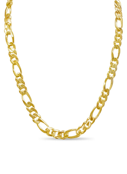 18k Solid Yellow Gold Handmade 12mm Figaro Link Necklace, 30", Approx 208g