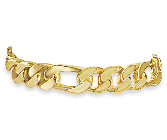 Figaro Solid Gold Handmade Bracelet , 7mm, 6.5-10 Inch