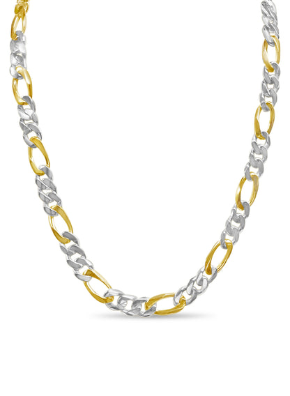 18k Solid Yellow Gold Handmade 12mm Figaro Link Necklace, 30", Approx 208g