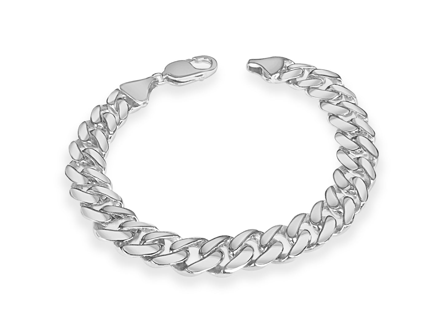 Curb Solid Gold Handmade Bracelet , 11mm, 6.5-10 Inch