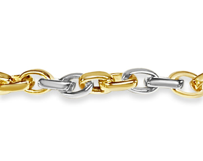 Oval Rolo Solid Gold Handmade Bracelet , 6mm, 6.5-10 Inch