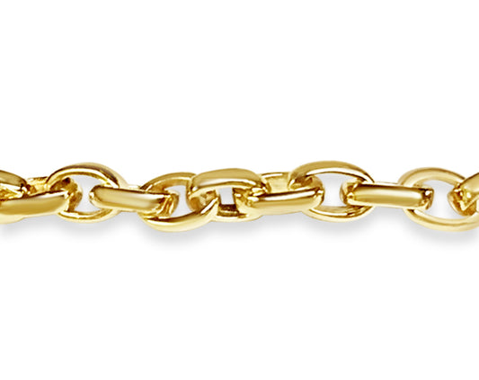 Oval Rolo Solid Gold Handmade Bracelet , 6mm, 6.5-10 Inch