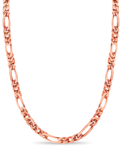 Figaro Solid Gold Handmade Necklace , 7mm, 16-30 Inch