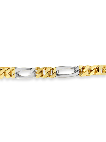Figaro Solid Gold Handmade Necklace , 7mm, 16-30 Inch