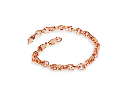 Oval Rolo Solid Gold Handmade Bracelet , 6mm, 6.5-10 Inch