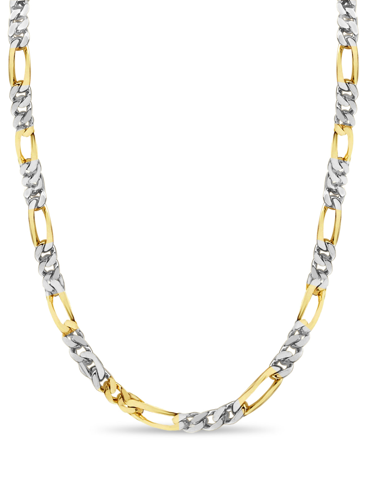 Figaro Solid Gold Handmade Necklace , 7mm, 16-30 Inch