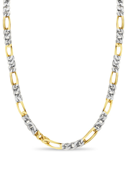 Figaro Solid Gold Handmade Necklace , 7mm, 16-30 Inch