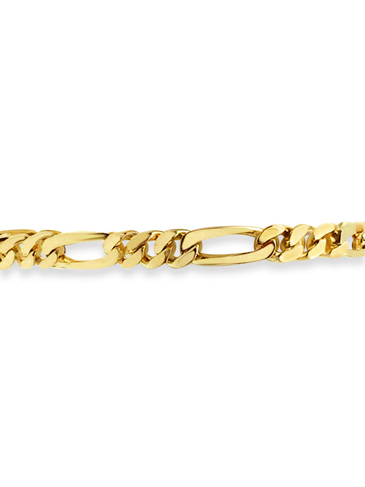 Figaro Solid Gold Handmade Bracelet , 7mm, 6.5-10 Inch