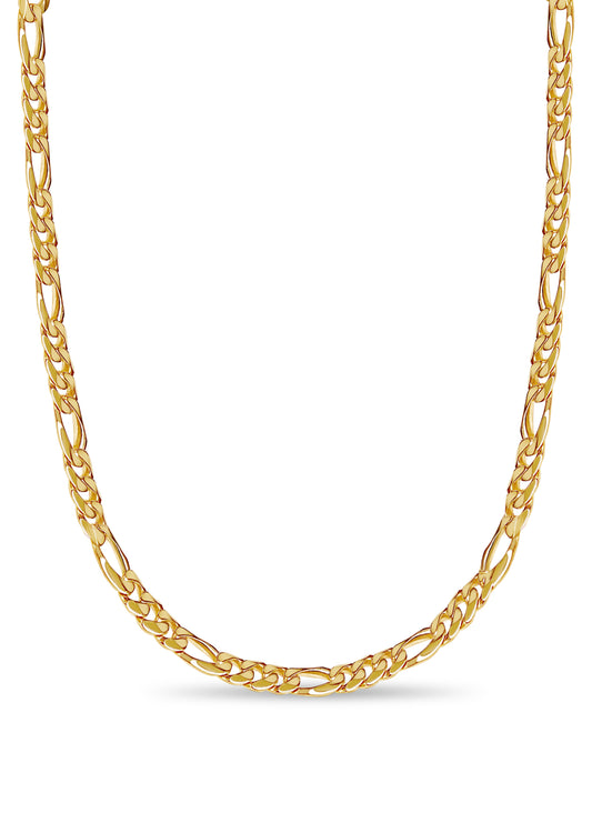 Figaro Solid Gold Handmade Necklace , 9mm, 16-30 Inch